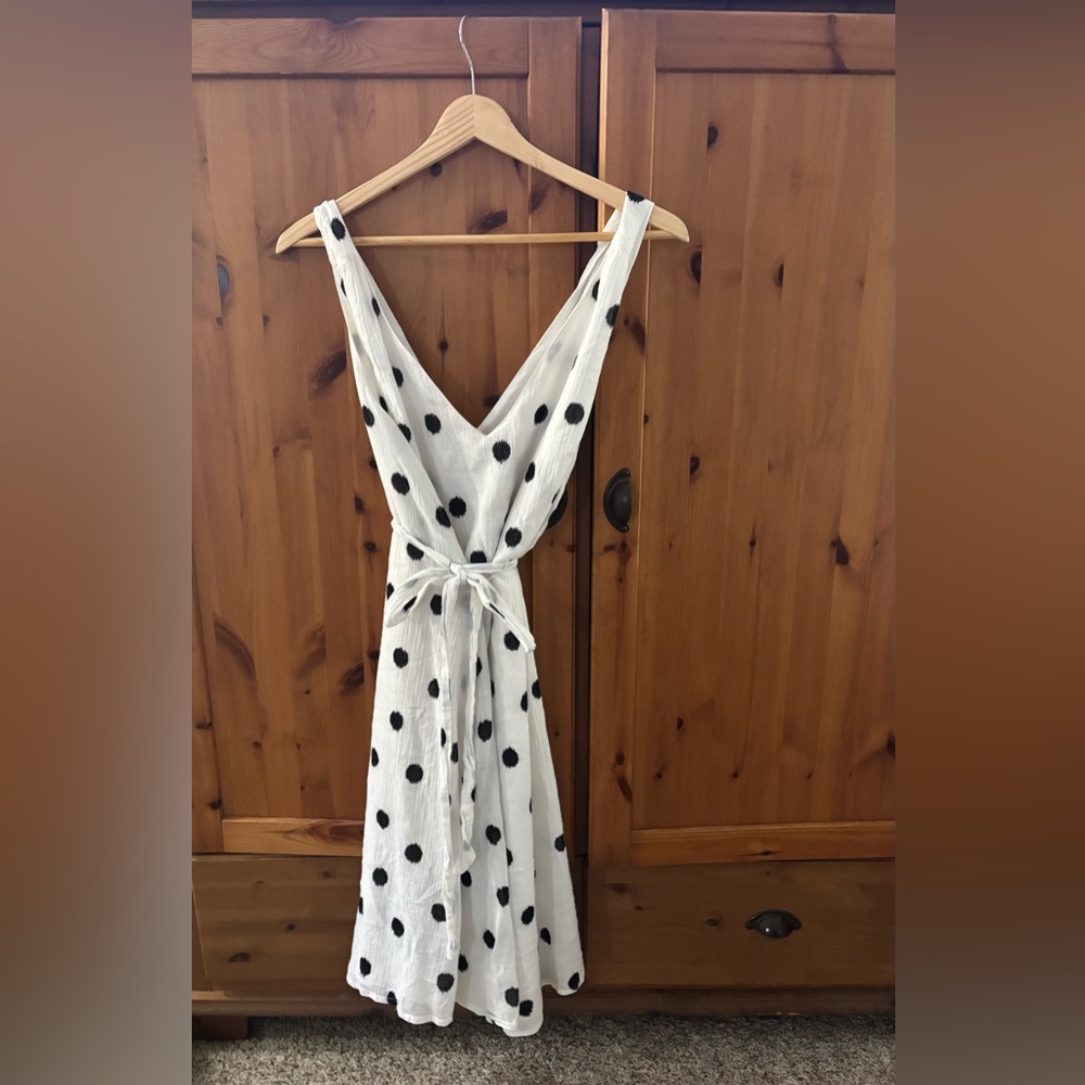 a new day White and Black Polka Dot Backless Dress